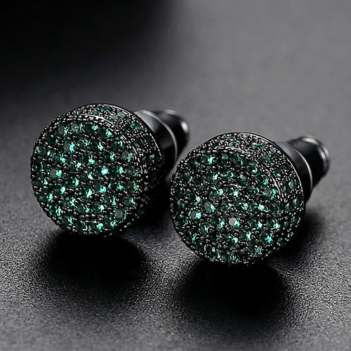       JINSE Hip Hop 9MM Round Cubic Zirconia Earrings for Men: Crystal Green – BEAUTY NET