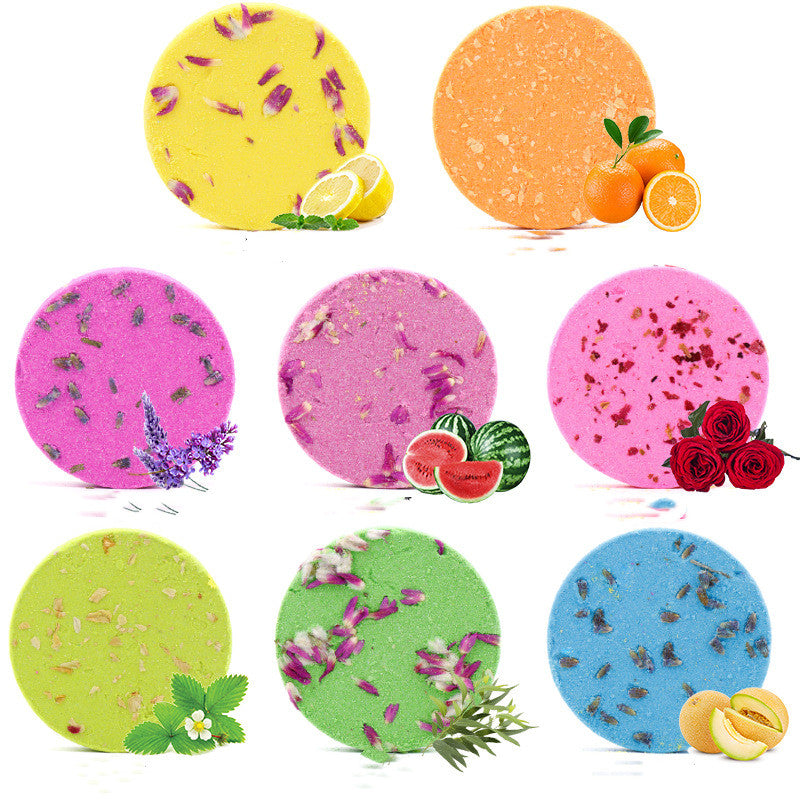 Aromatherapy Shower Steamer: Round Biscuit Flower Shower Sheet Set with Essential Oil Bath Salt Bubble Bomb