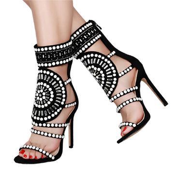 Glamorous Rhinestone High-Heel Sandals – Elegant Sparkly Stilettos for Women, Perfect for Weddings, Parties & Special Occasions