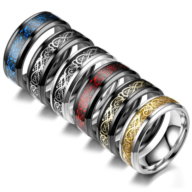       Men's Stainless Steel Dragon Pattern Ring - Unique Jewelry Piece – BEAUTY NET