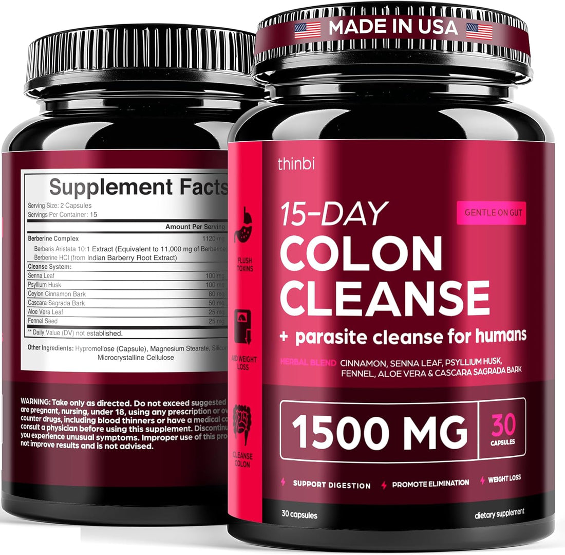 Advanced 15-Day Colon Cleanse & Detox with 1500mg Berberine – Extra Strength Gut Health & Bloating Relief for Men & Women – Keto-Friendly with Senna Leaf & Natural Parasite Support