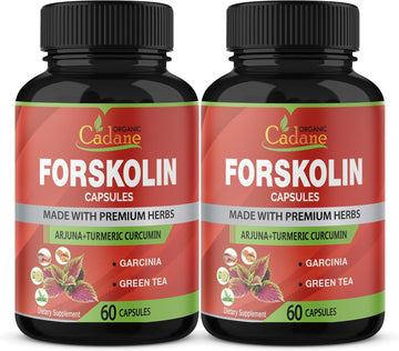 2-Pack Forskolin Supplement Capsules – Maximum Strength with Turmeric, Arjuna, Garcinia Cambogia & Green Tea – Boost Energy & Immune Support