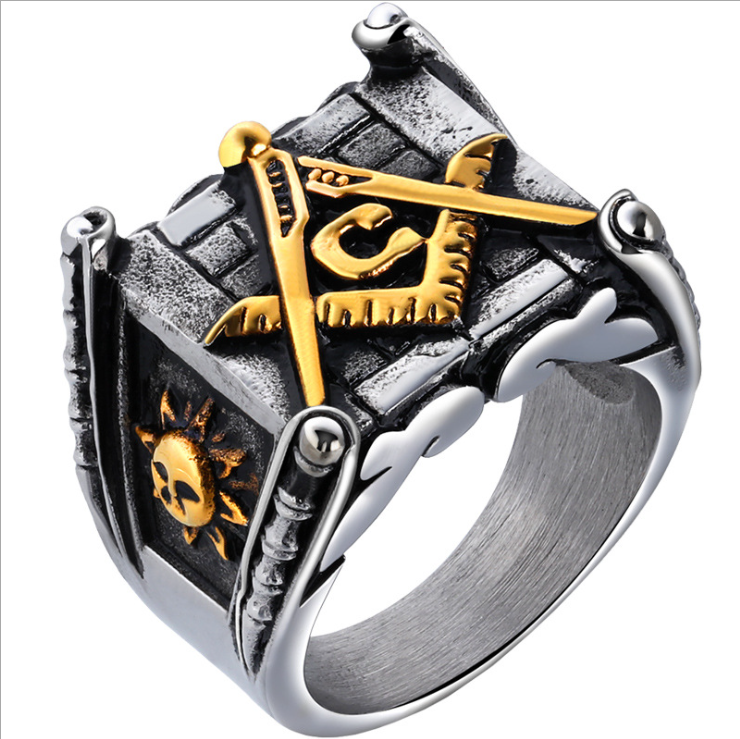      Masonic Rings for Men: Gold Sun and Moon Design - Handmade Punk Style  – BEAUTY NET