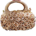 Rose Gold Mini Tote Clutch Handbag with Crystal Evening Bag, Women's Clutch, Champagne Wedding Purse SM94