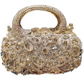 Rose Gold Mini Tote Clutch Handbag with Crystal Evening Bag, Women's Clutch, Champagne Wedding Purse SM94