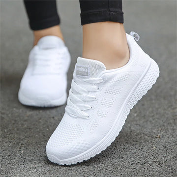 Women’s Casual Breathable Mesh Sneakers | White Vulcanized Gym Shoes | Feminino Tennis Footwear