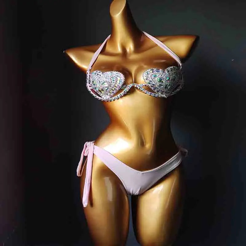 Women’s Rhinestone Diamond Bikini Set – Sexy Summer Vacation Swimwear, Sparkly Beachwear Bathing Suit
