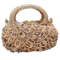 Rose Gold Mini Tote Clutch Handbag with Crystal Evening Bag, Women's Clutch, Champagne Wedding Purse SM94