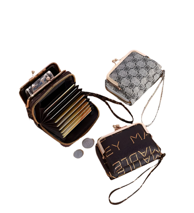 New Women's Short Wallet with Wrist Strap - Large Capacity Coin Purse, Multi-Card Holder, and Money Clip