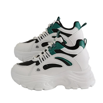 2024 Women's Chunky Platform Sneakers | Mix Color Breathable Vulcanized Shoes | Lace-Up Thick Sole Walking Shoes