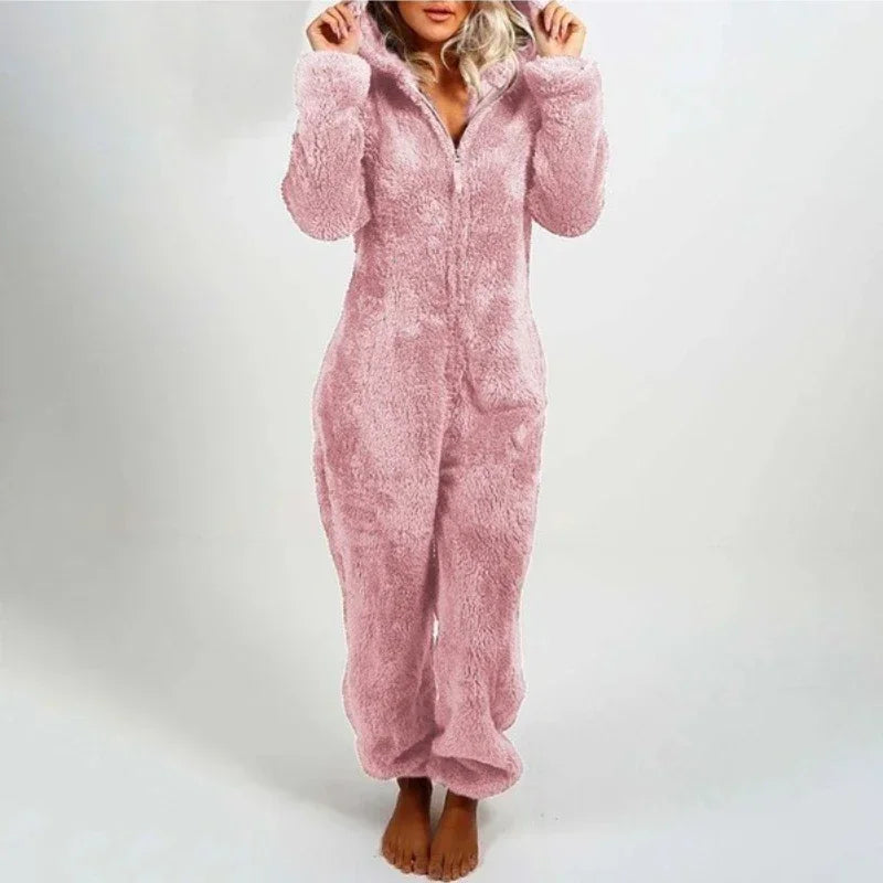 2025 Women's Plus Size Fleece Onesies Pajamas - Winter Warm Hooded Sleepwear S-5XL