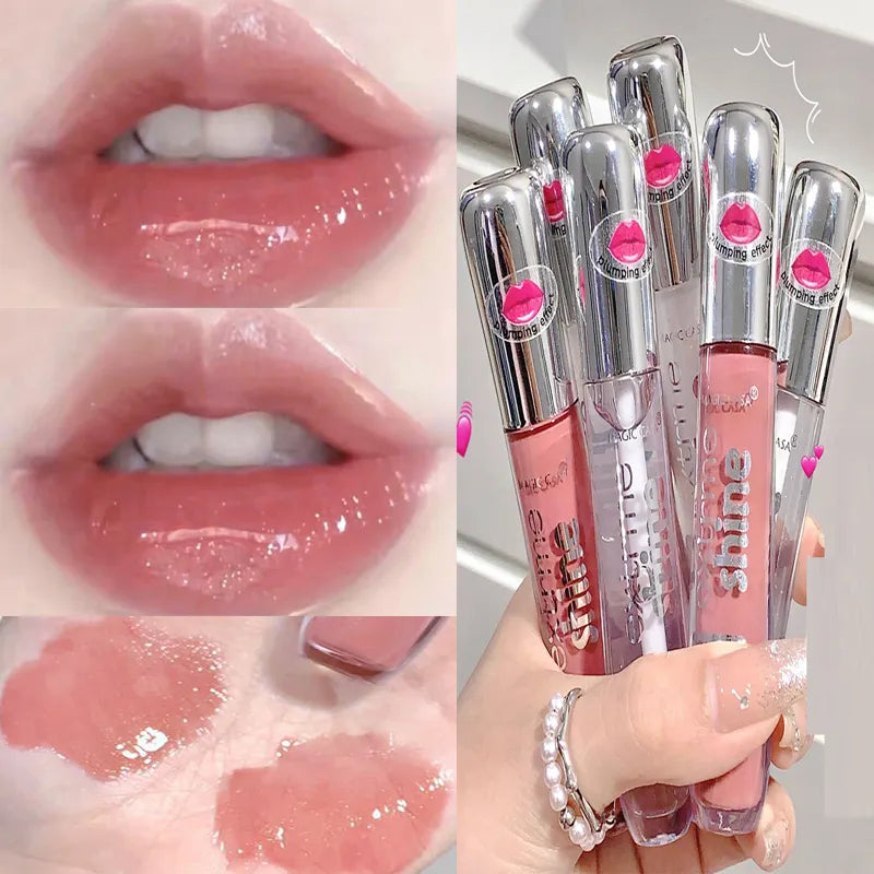       Shiny Lip Gloss with Mirror - Water Glossy Lip Glaze, Lasting Liquid L – BEAUTY NET