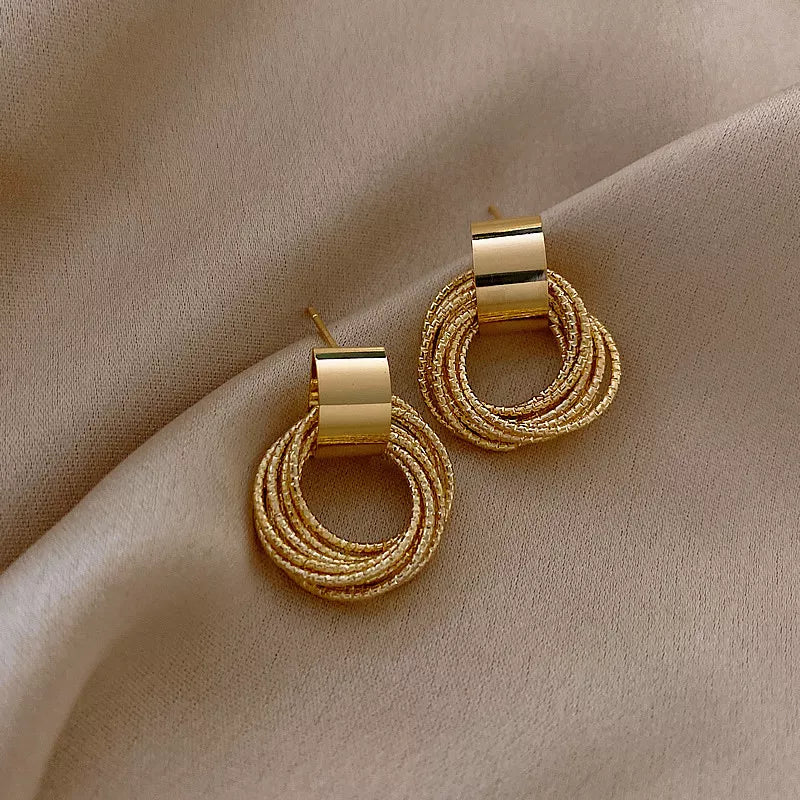       Retro Metal Gold Color Multiple Small Circle Stud Earrings for Women:  – BEAUTY NET