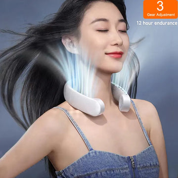 New Mini Portable Bladeless Neck Fan - 1200mAh Rechargeable Air Cooler with 3 Speeds for Summer Sports