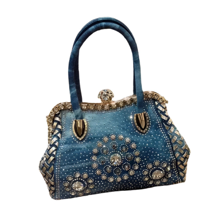 Large Capacity Handheld New Fashion Commuter Denim Inlaid Diamond Versatile One Shoulder Crossbody Women's Bag