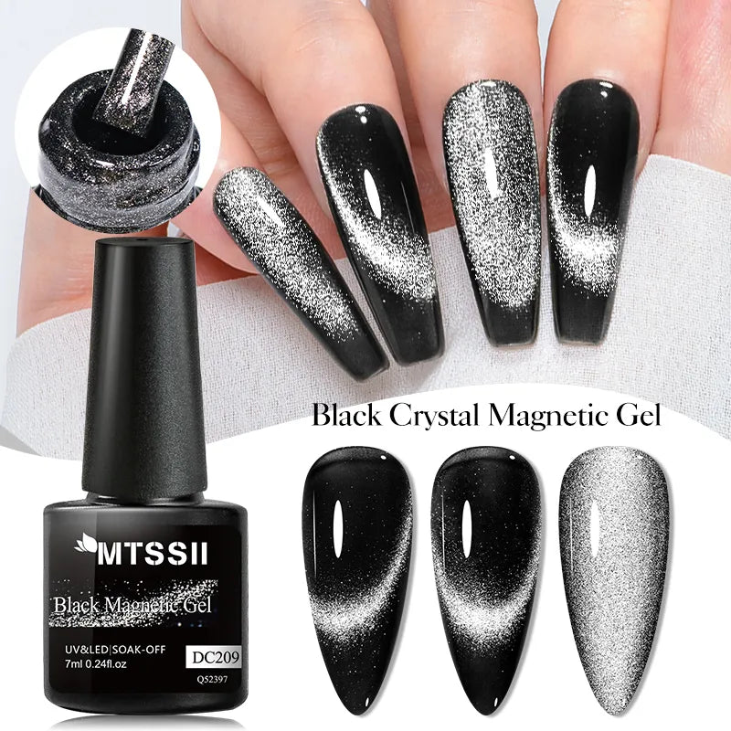       9D Black Crystal Cat Magnetic Gel Nail Polish: Sparkling Glitter Chame – BEAUTY NET