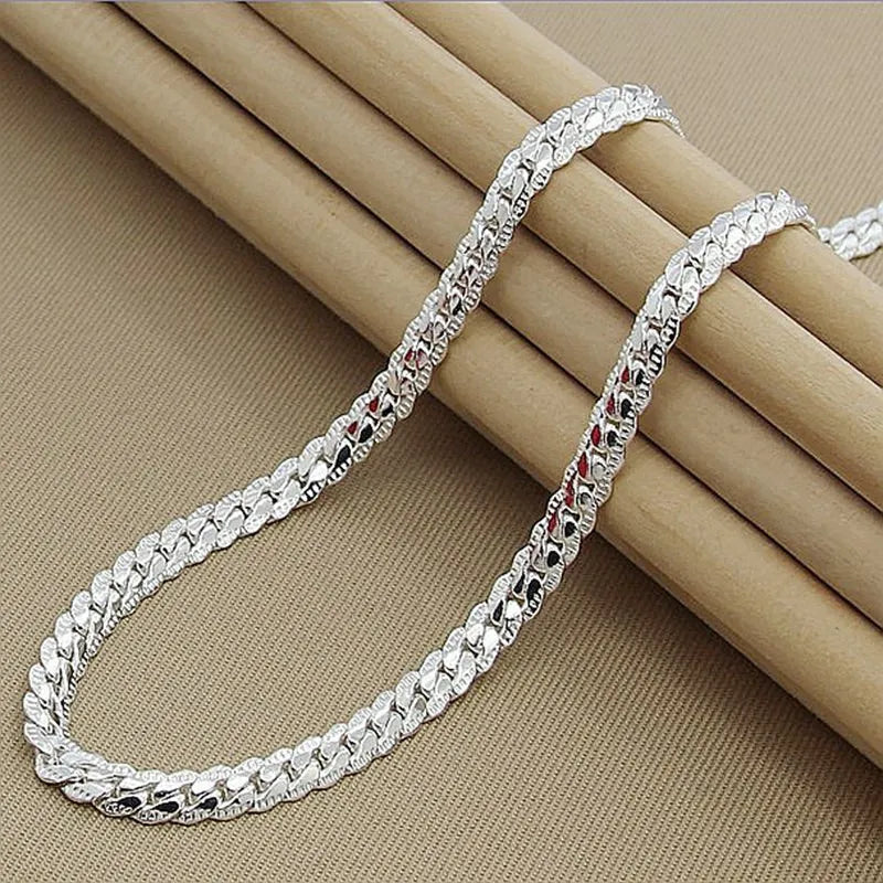       925 Sterling Silver 6mm Side Chain: 8/18/20/22/24 Inch Necklace for Wo – BEAUTY NET