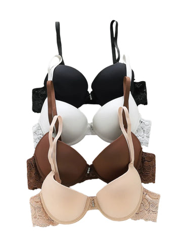 Simple Floral Lace Bra - Comfy & Breathable Solid Underwear for Women