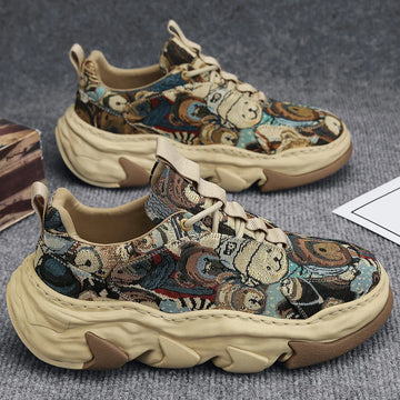 Retro Men’s Casual Sneakers 2023 – Breathable Chunky Platform Shoes, Designer Height-Increasing Trainers