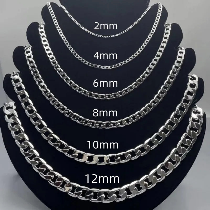 
      Men's 925 Sterling Silver Necklace: 2/4/6/8/10/12MM, 40-75cm Face Chai
 – BEAUTY NET