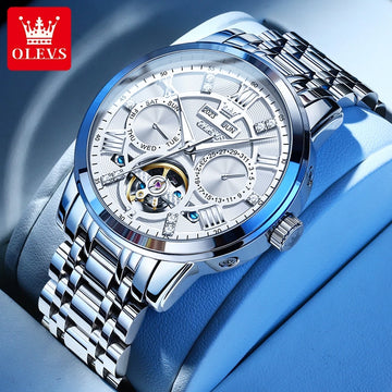 Men's Skeleton Flywheel Automatic Mechanical Watch – Waterproof, Luminous Dial, Original Design, Perpetual Calendar Wristwatch