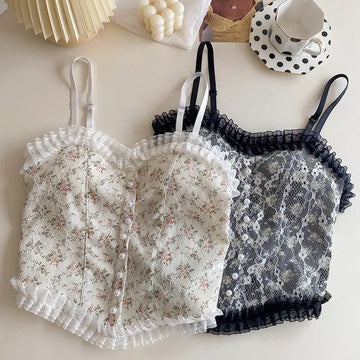 2024 Summer Women's Lace Floral Halter Vest - Beauty Back Wrap with Chest Pad - Modest & Stylish Top