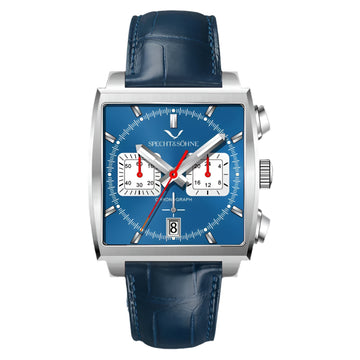 Specht & Sohne Classic Men’s Watch – Luxury Stainless Steel Waterproof Sports Wristwatch with Blue Strap & Luminous Dial
