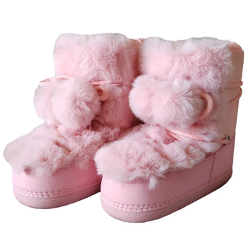 2024 Women's Fluffy Fur Snow Boots – Waterproof Lace-Up Ankle Ski Boots with Platform