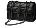 Classic Quilted Square Bag with Solid Color Flap Shoulder and Chain Detail