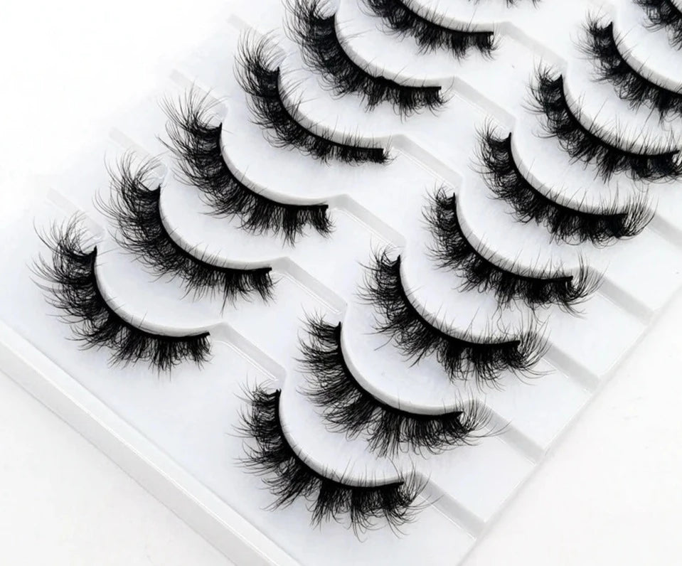 10 Pairs 3D Mink False Eyelashes Natural/Thick Eye Lashes Fluffy Makeup Russian eyelahses Beauty Extension Reusable eyelashes