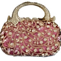 Rose Gold Mini Tote Clutch Handbag with Crystal Evening Bag, Women's Clutch, Champagne Wedding Purse SM94