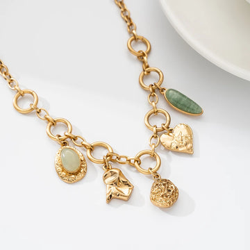 18K Gold Plated Heart Pendant Necklace Miami Cuban Chain Hip Hop Jewelry for Women & Men