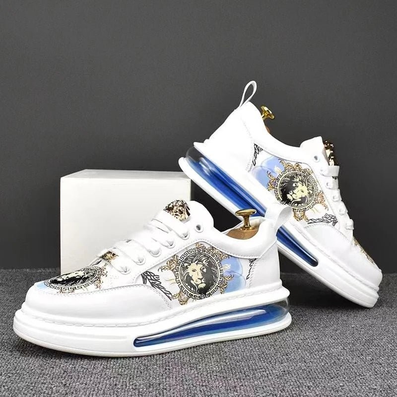 Vintage Air Cushion Men's Sneakers – 2024 Luxury Brand Design, Trendy High Street Casual Skateboard Platform Shoes
