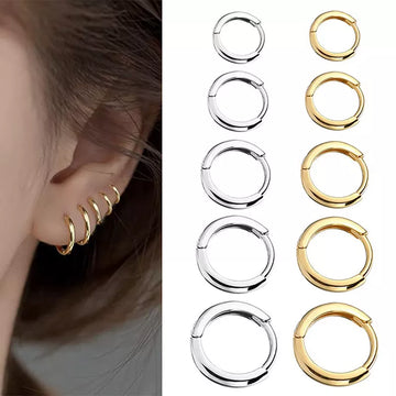 New simple stainless steel small hoop earrings for women and men, perfect for cartilage ear piercing jewelry.