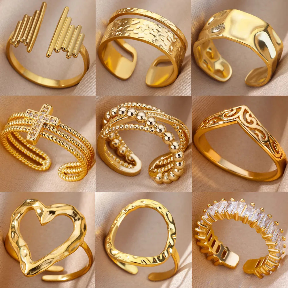       Stainless Steel Rings for Women: Aesthetic Sunflower Gold-Plated Weddi – BEAUTY NET