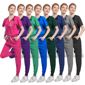 Women's Handwashing Suit - Short Sleeved Split Suit for Pet Dentists, Nurses, & Medical Care - Work Clothes & Nurse Uniform