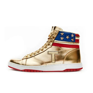 Men’s Gold High Top Sneakers – Casual Streetwear Skate Shoes, Fashion Sports Ankle Boots for Men