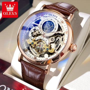 Men's Skeleton Automatic Mechanical Watch – Tourbillon Sport Casual Business Moon Phase Wrist Watch