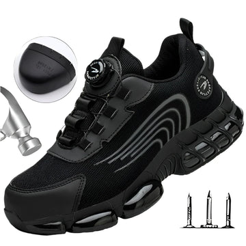 Men’s Rotating Button Safety Shoes - Indestructible Puncture-Proof Work Sneakers with Steel Toe Protection