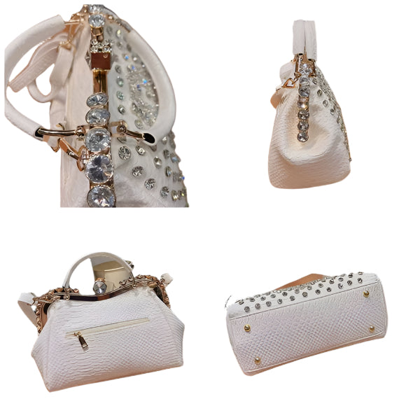 Premium Textured Lady's Handbag with Large Capacity, Diamond-Encrusted Woman's Tote, Commuter Handbag, Crossbody Handbag