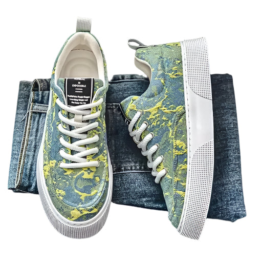 Men’s Canvas Board Shoes – Fashion Printed Casual Sneakers for Sports, Running, Fitness & Everyday Comfort