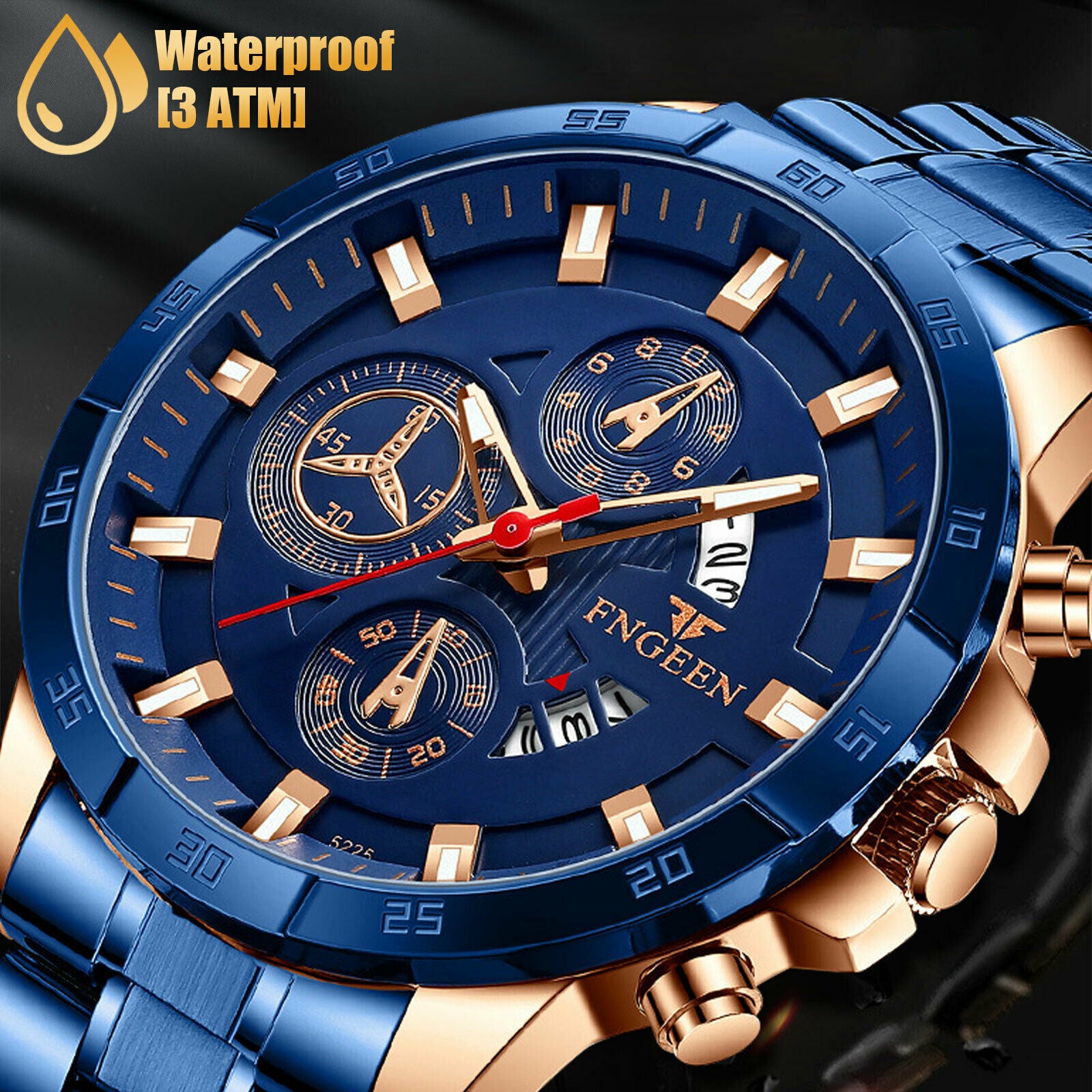 
      Men's Stainless Steel Quartz Classic Business Wristwatch - Blue
 – BEAUTY NET