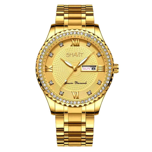 Classic Gold Men's Watch - Stainless Steel Quartz Analog Business Wristwatch Gift
