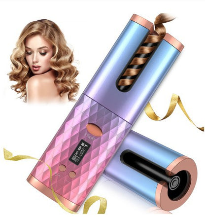 Rechargeable Automatic Hair Curler for Women: Portable Hair Curling Iron with LCD Display, Ceramic Curly Rotating Curling Wave Styler