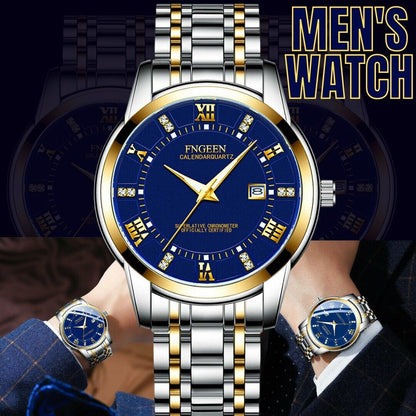 Stainless Steel Watch for Men - Quartz Luminous Classic Watch for Fathers and the Elderly