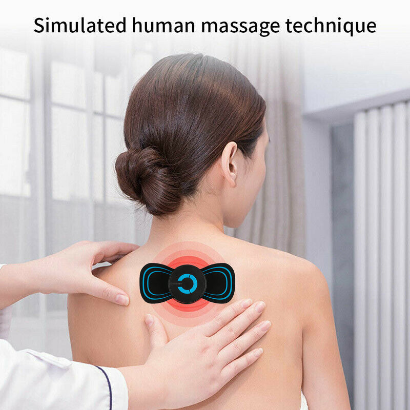 Portable Mini Electric Neck Back Body Massager: Cervical Massage Stimulator, Pain Relief Massage Patch with USB Charging Cable.