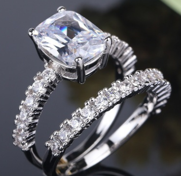 Double Stackable Set Rings - 2 Pieces for Women, Ideal for Wedding, Engagement, and Party.