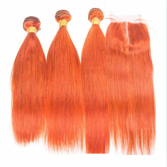 Colored Human Hair Weave in Orange