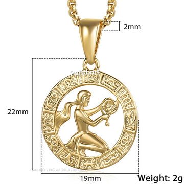 New Men's and Women's 12 Zodiac Sign Gold Pendant Necklace Jewelry