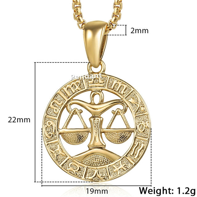 New Men's and Women's 12 Zodiac Sign Gold Pendant Necklace Jewelry